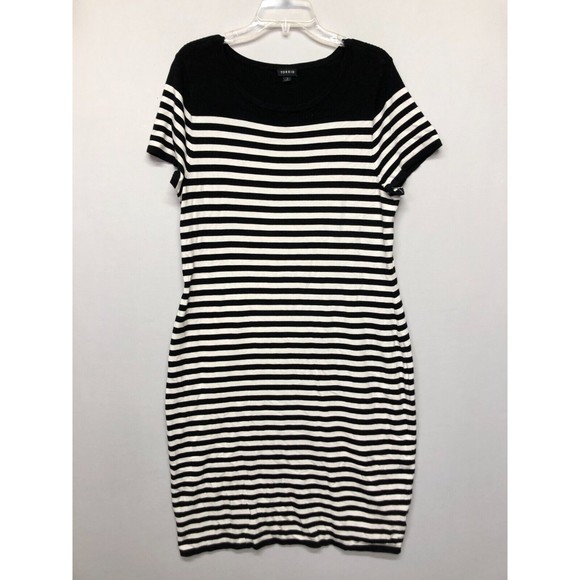 Torrid Women Size 2 Black & White Stripe Sweater-Knit Short Shift Dress B226 -10 - Picture 14 of 14